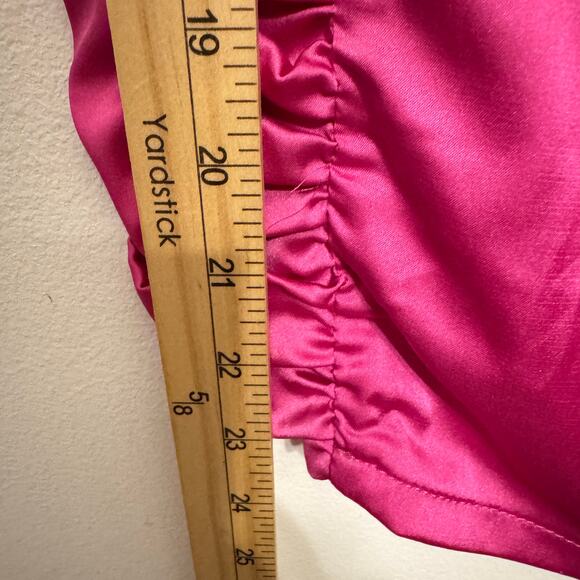 Sage + Paige Dress Womens Small Hot Pink Satin Ruched Side Mini Barbie Party - Picture 7 of 8